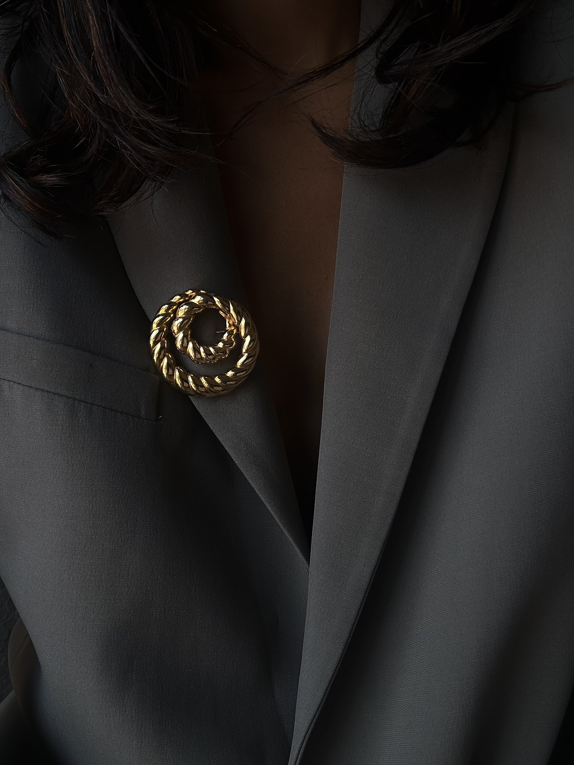 Erwin Pearl Golden Spiral Brooch|Vintage Baazaar 