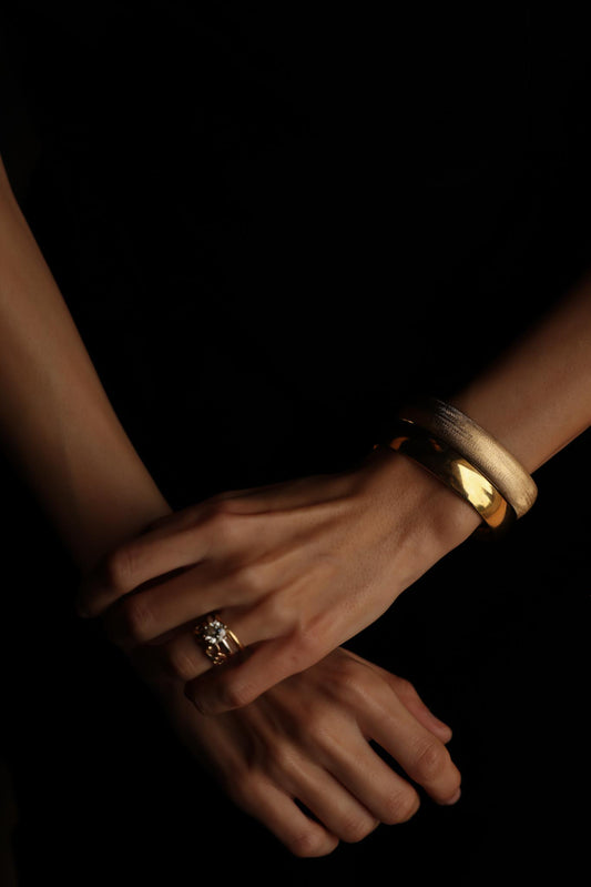 Monet Gold-Plated Bangles Set - Shiny and Brushed Finishes|Vintage Baazaar 
