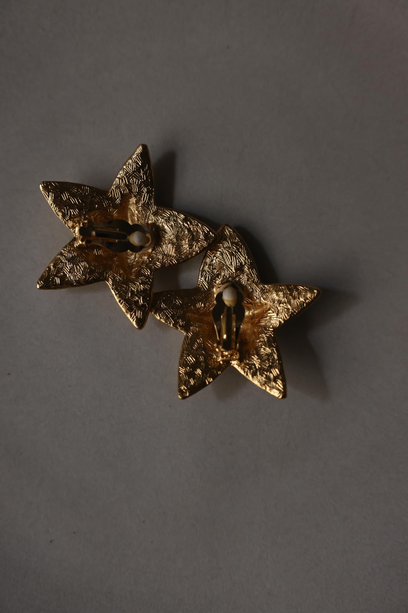 s Gold-Plated Brushed Gold Star Statement Clip-On Earrings