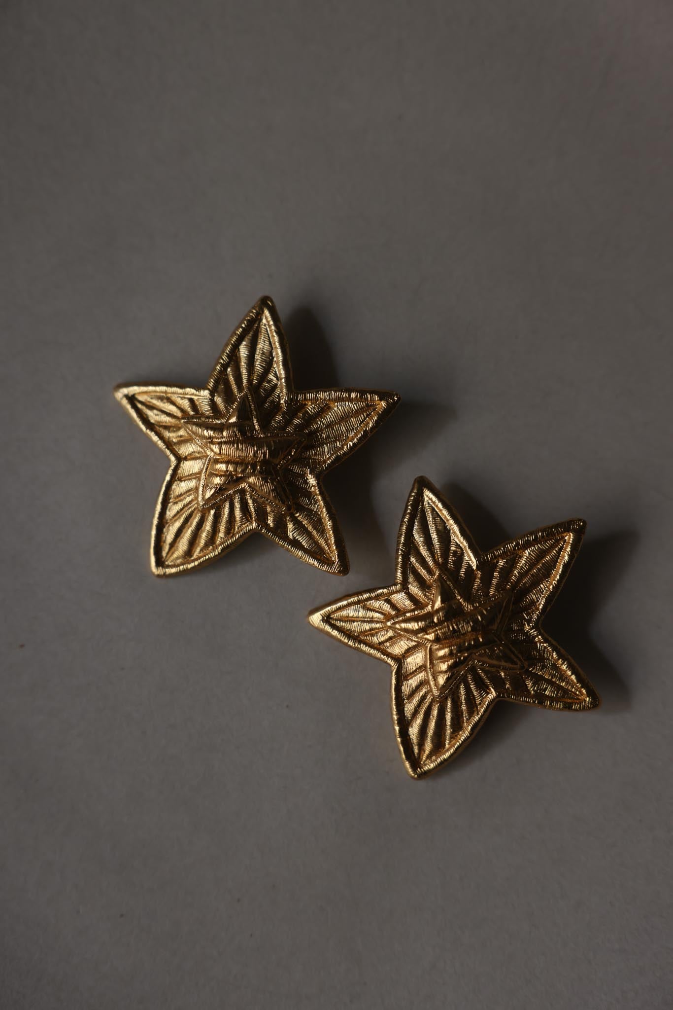 s Gold-Plated Brushed Gold Star Statement Clip-On Earrings