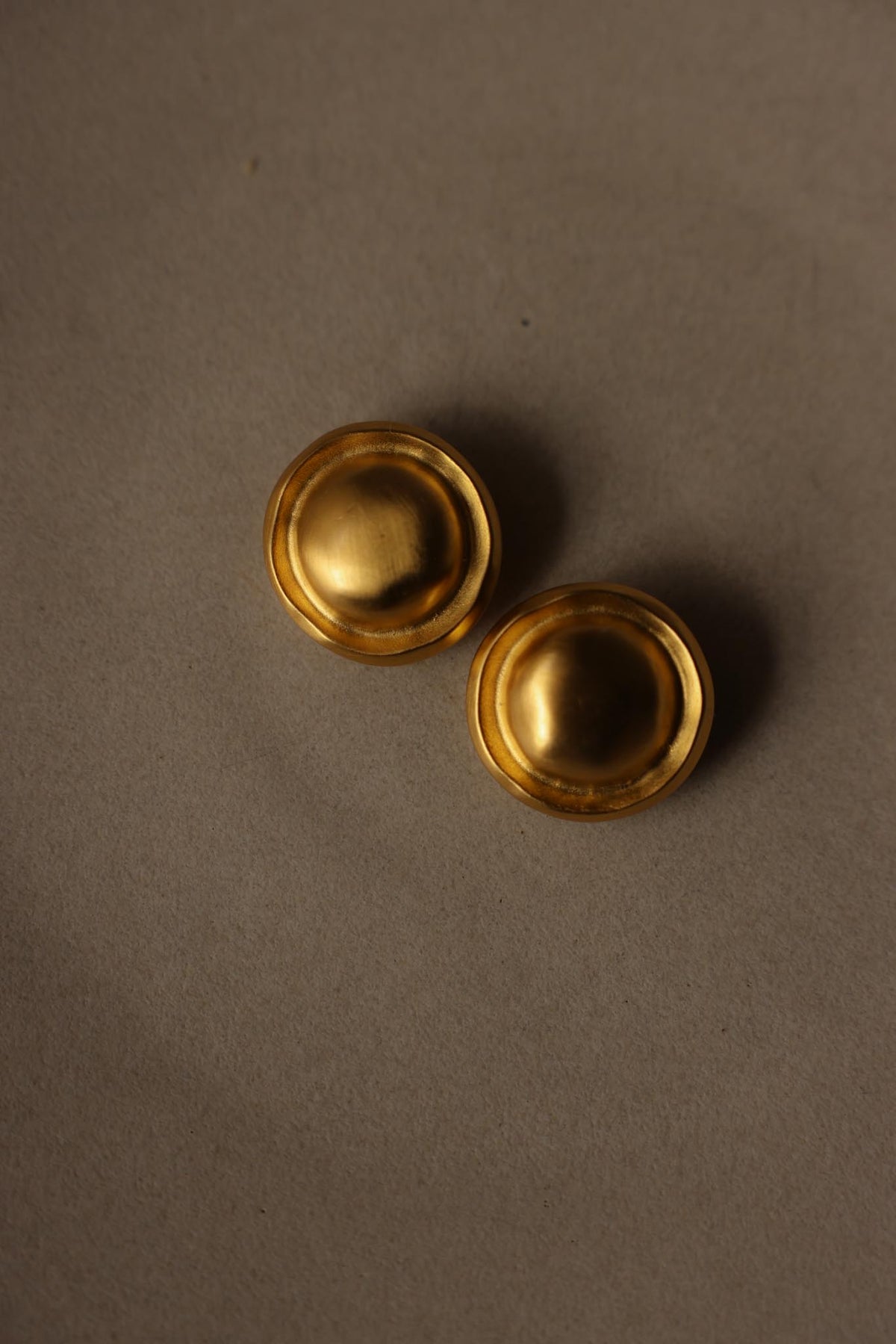 1980s Givenchy Matte Gold Round Domed Clip-On Earrings