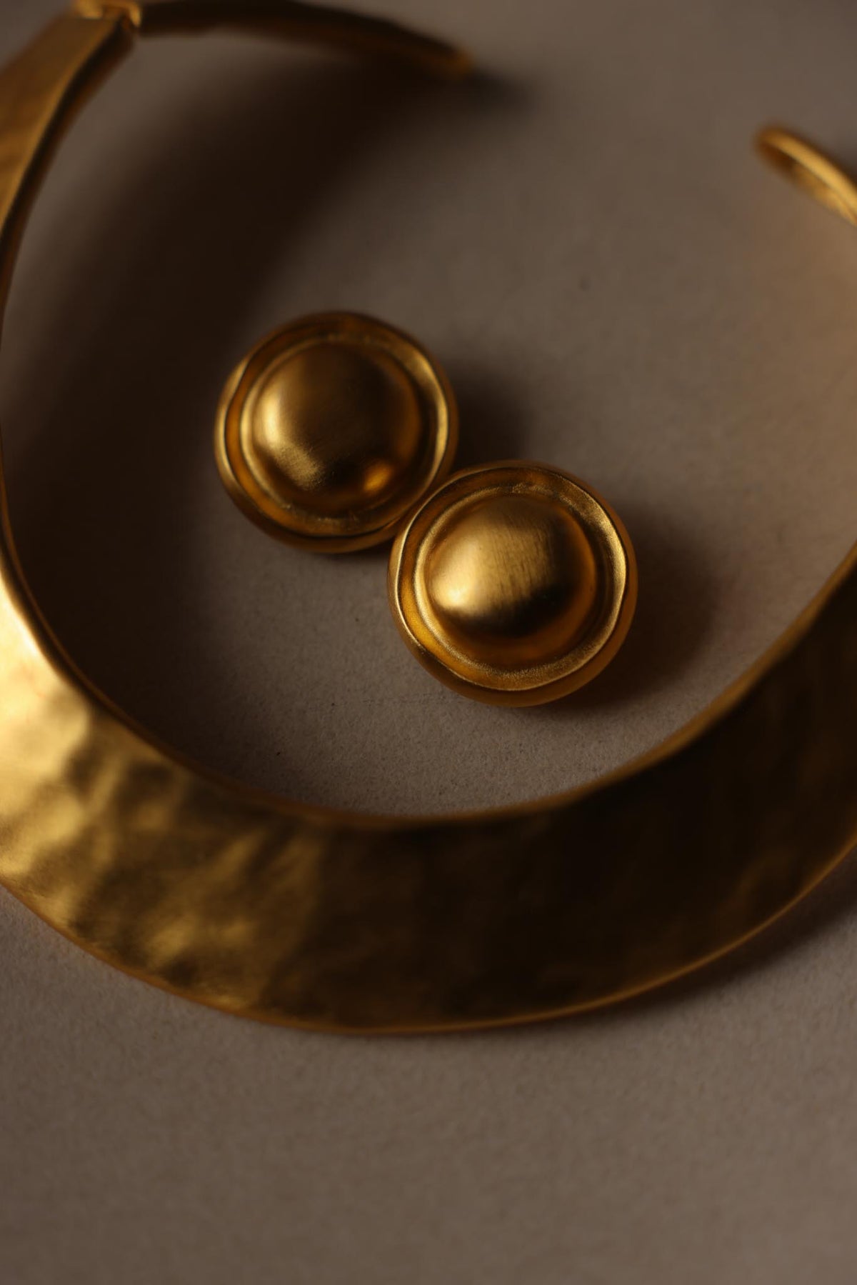 1980s Givenchy Matte Gold Round Domed Clip-On Earrings