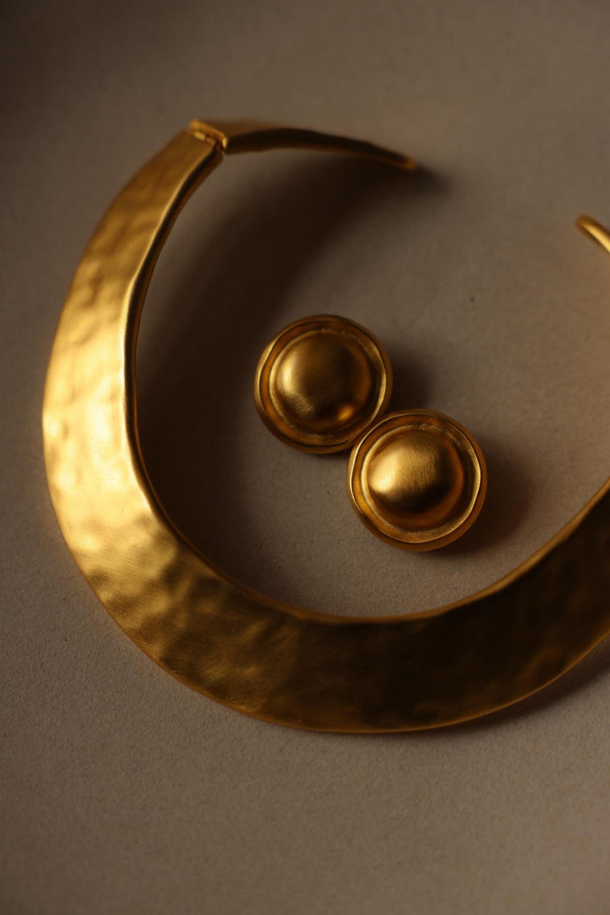 1980s Givenchy Matte Gold Round Domed Clip-On Earrings