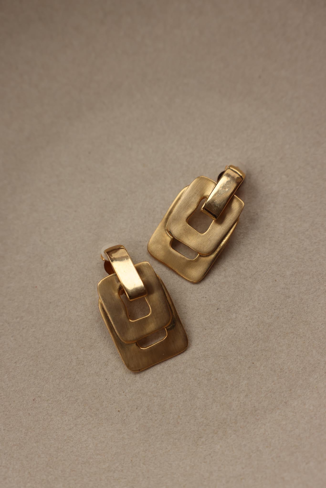 Brushed Gold Clip-On Earrings|Vintage Baazaar 