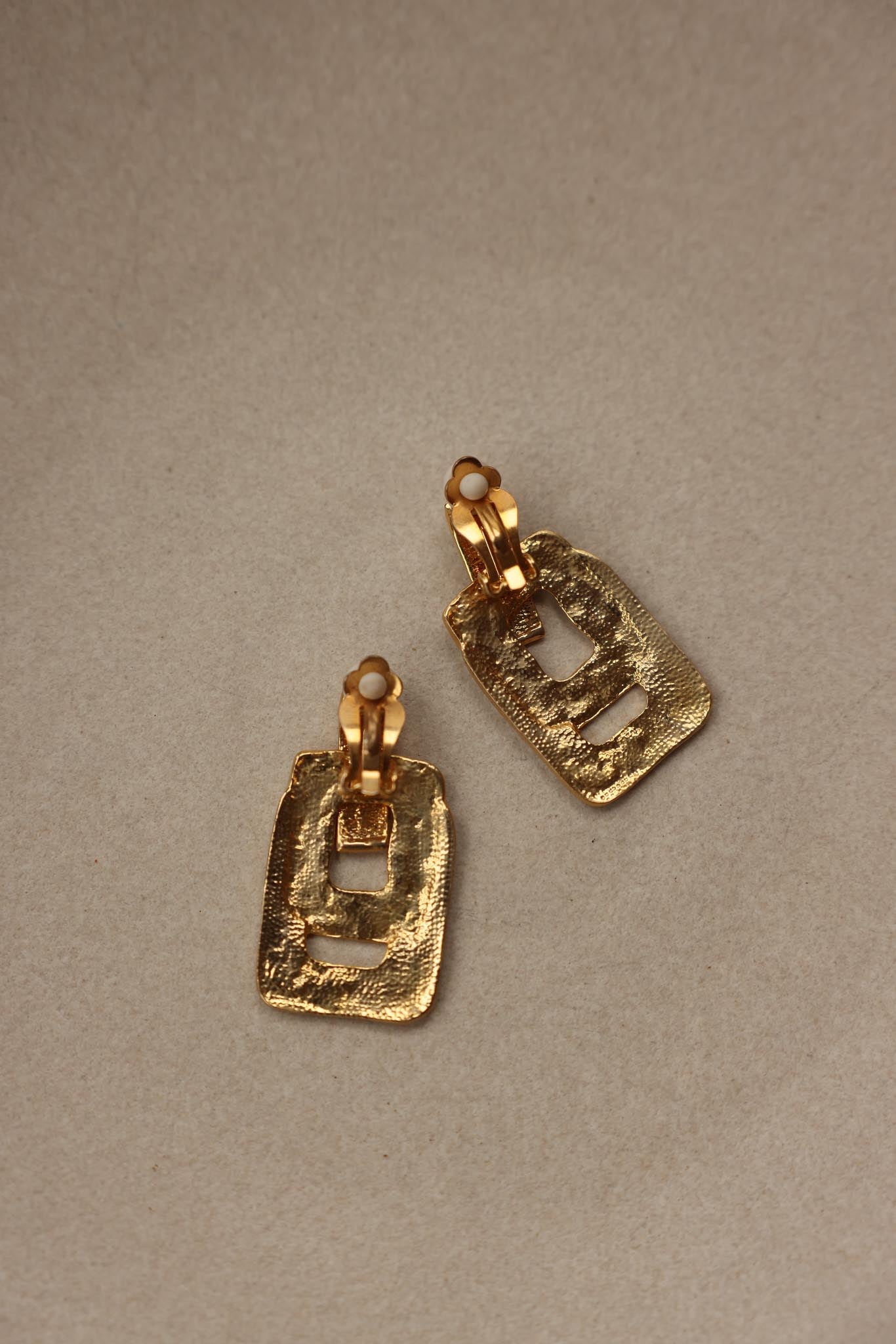 Brushed Gold Clip-On Earrings|Vintage Baazaar 