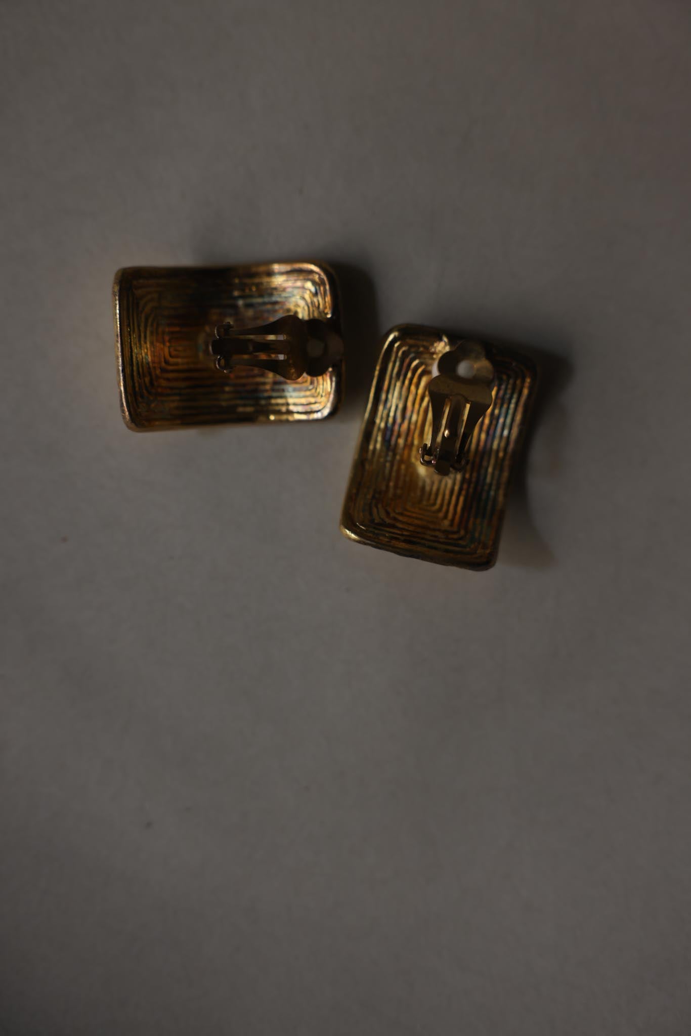 Gold-Tone Textured Statement Clip-On Earrings