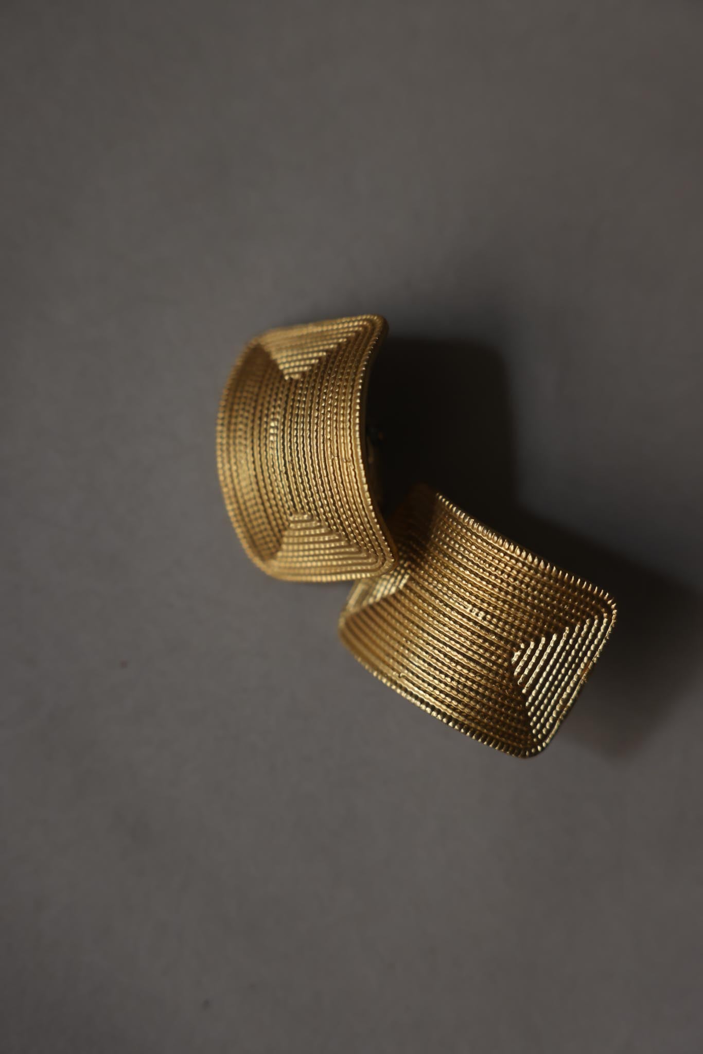 Gold-Tone Textured Statement Clip-On Earrings