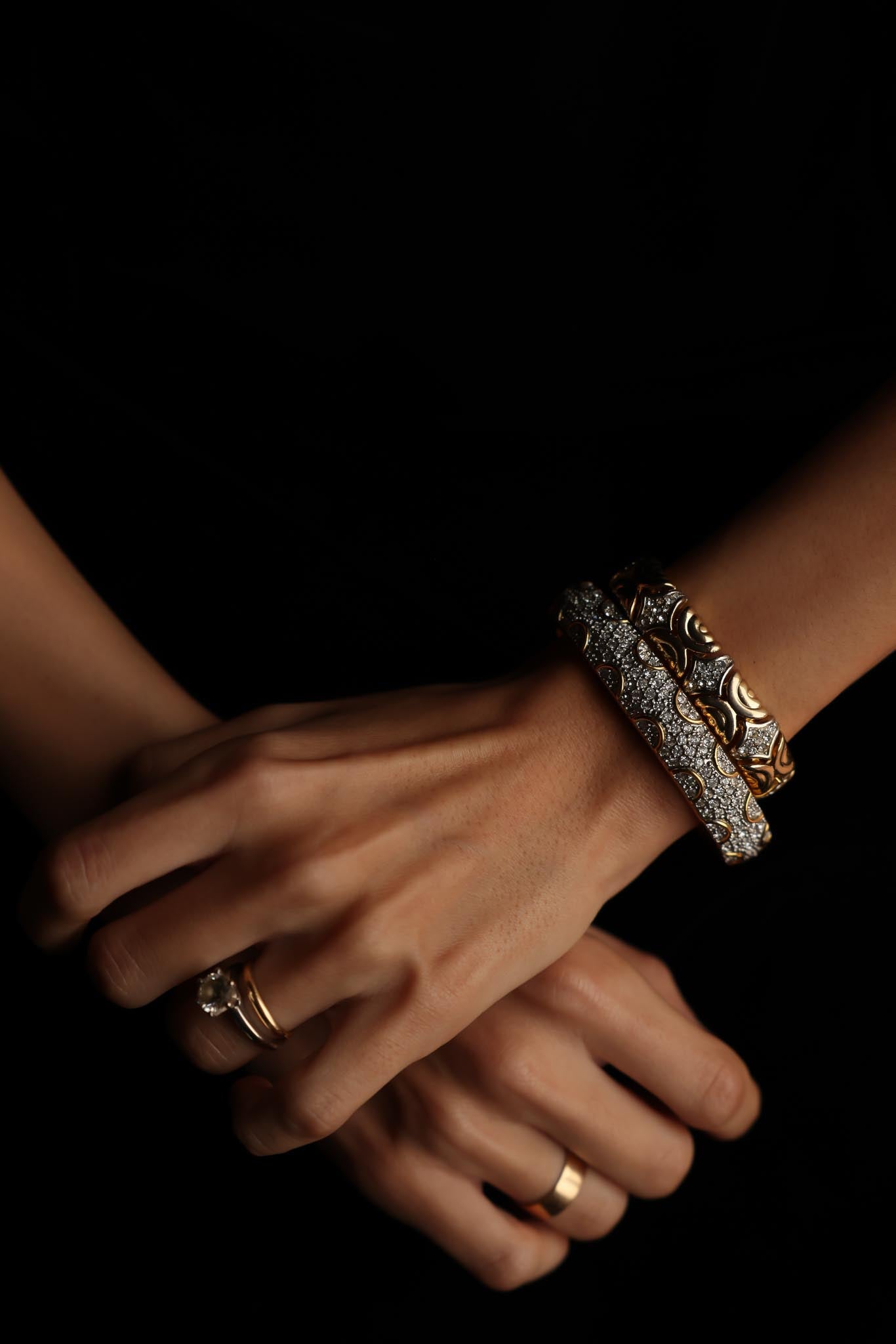Gold Plated Bracelet with Clear Rhinestones|Vintage Baazaar 