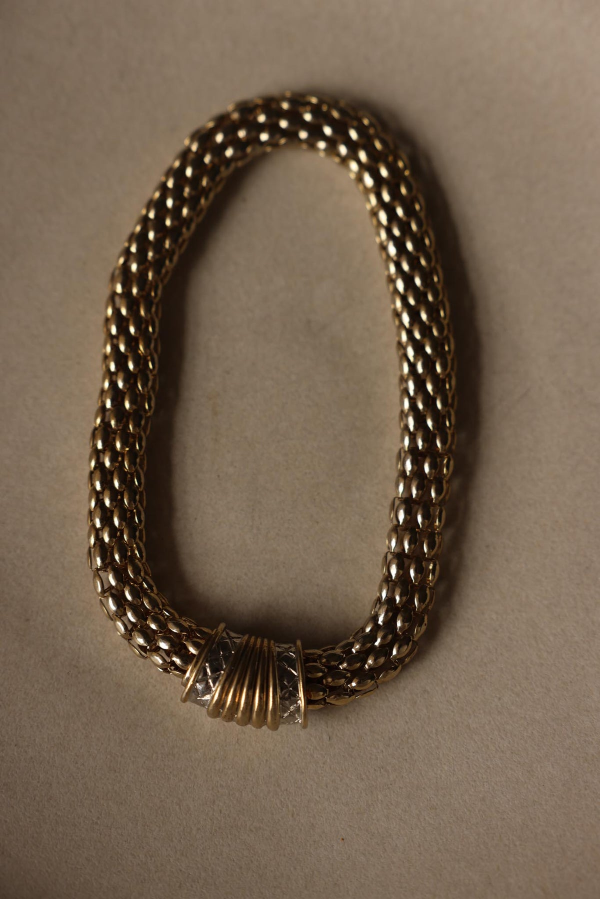 Chunky Gold Tone Mesh Necklace with Two Tone Magnetic Clasp (Copy)|Vintage Baazaar 