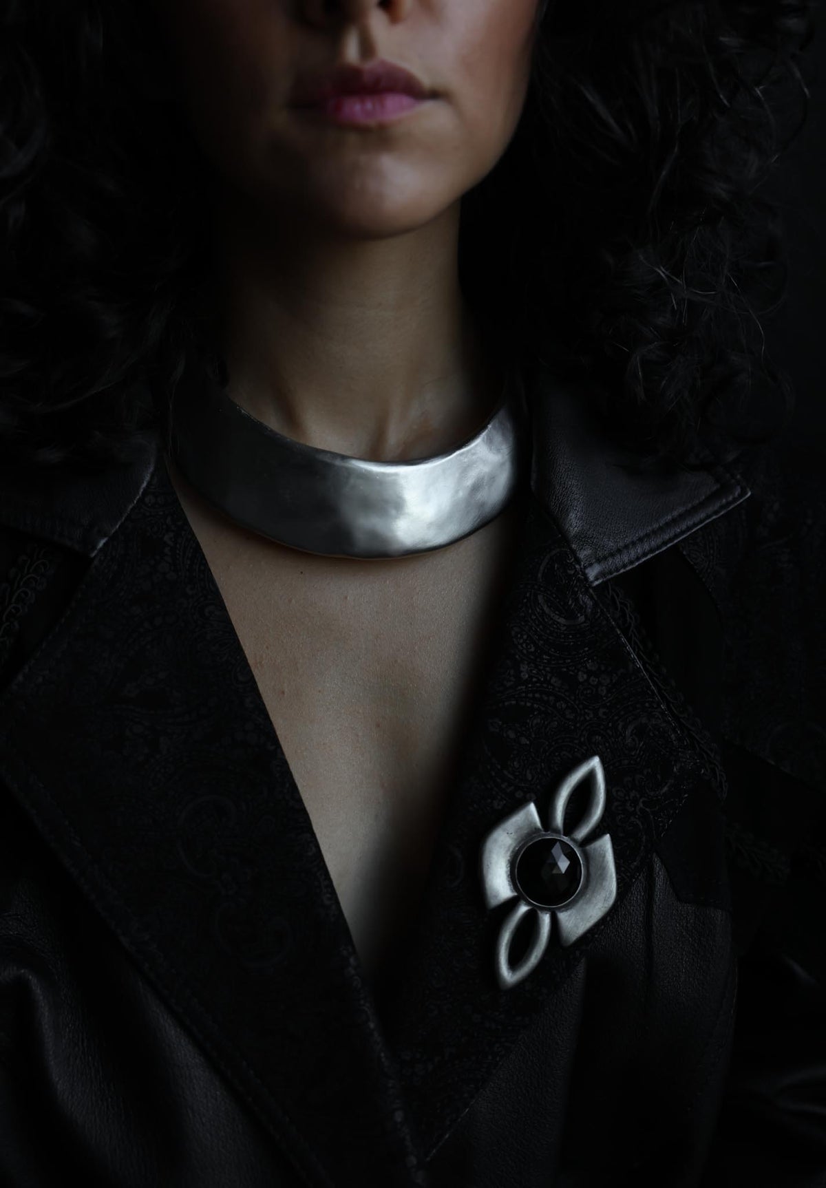 Silvertone Black Center Geometric Brooch (Copy)|Vintage Baazaar 