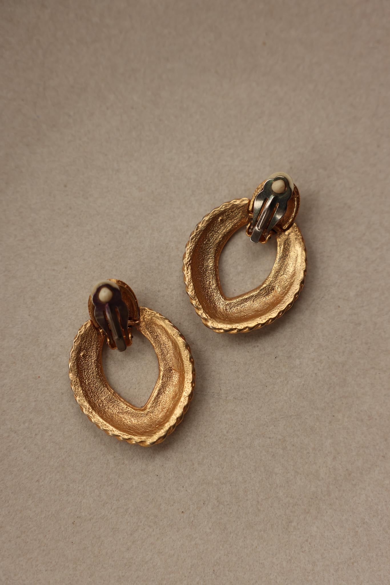 Gold-Filled Multicolor Glass Clip-On Earrings|Vintage Baazaar 