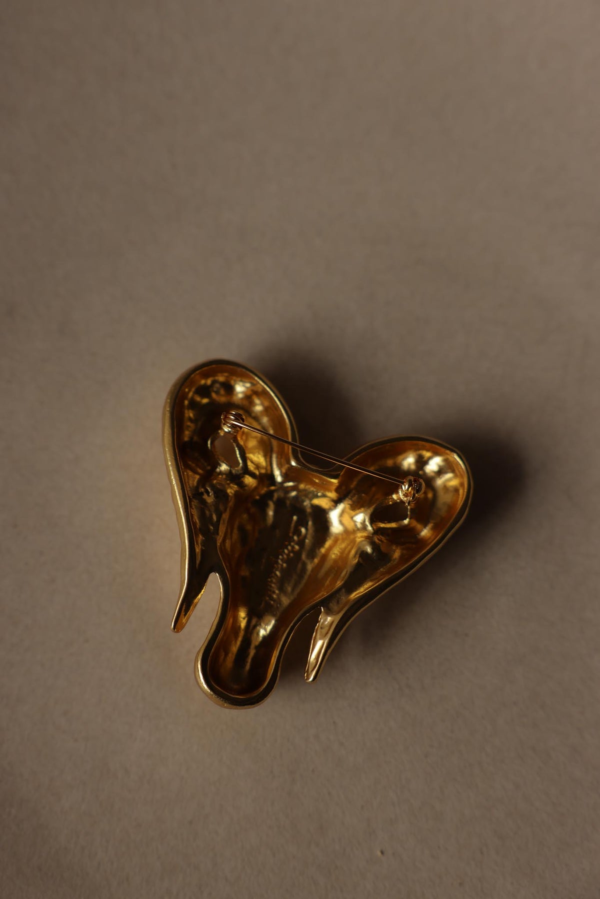 Schiaparelli-Marked Gold Tone Aries Ram Head Statement Brooch