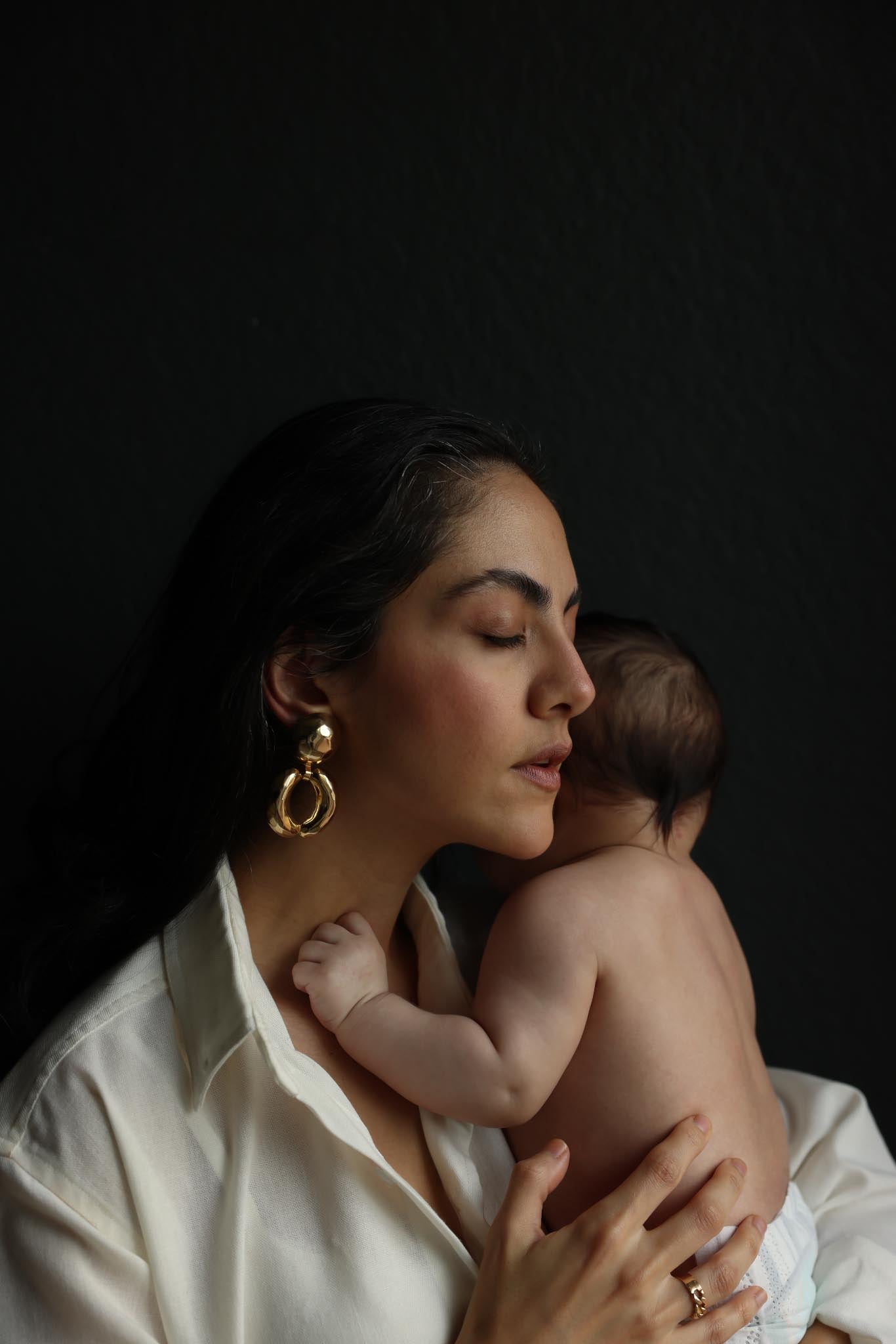Gold-Tone Sculptural Drop Clip-On Earrings