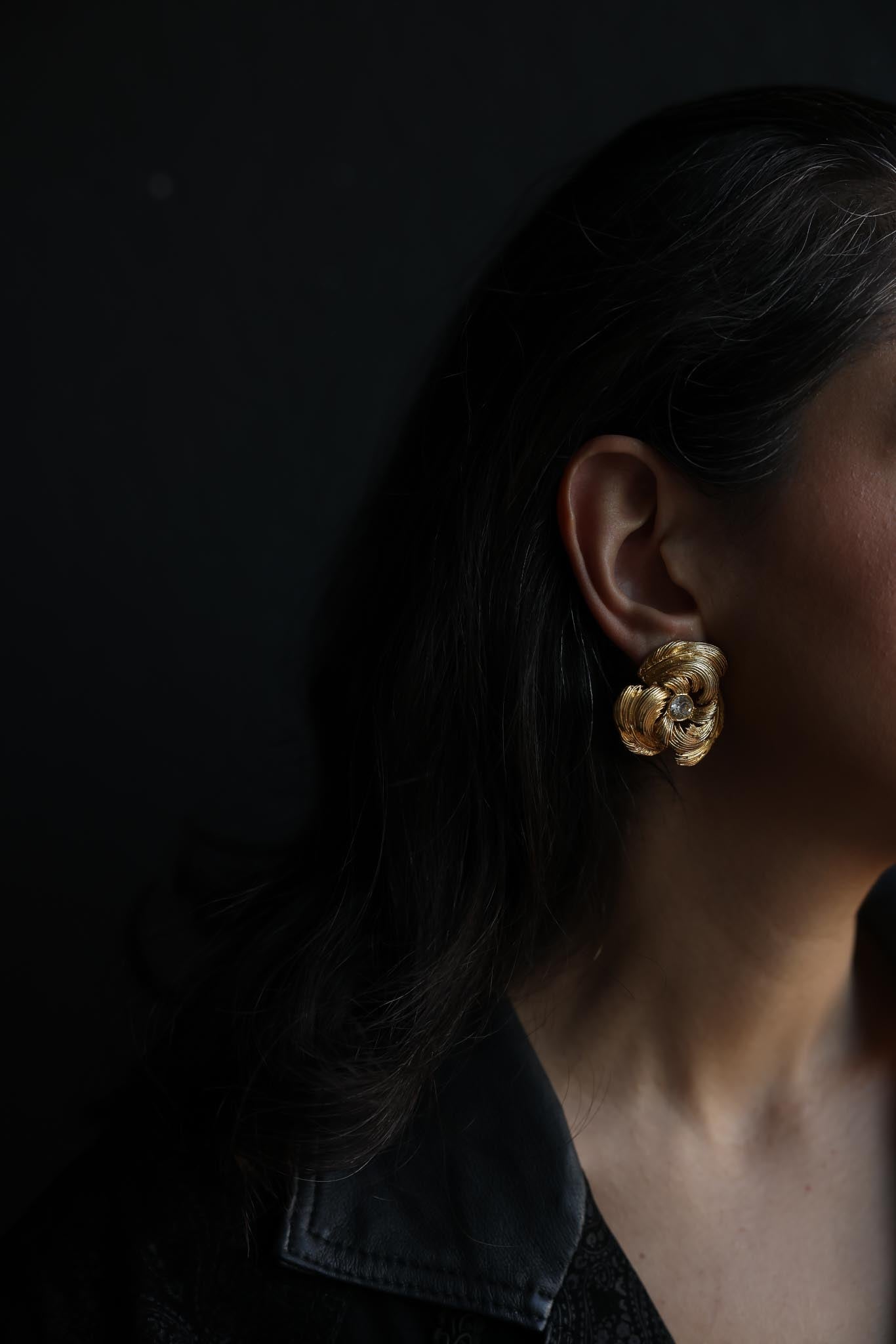 Daniel de Fasson Gold Swirl Clip-On Earrings