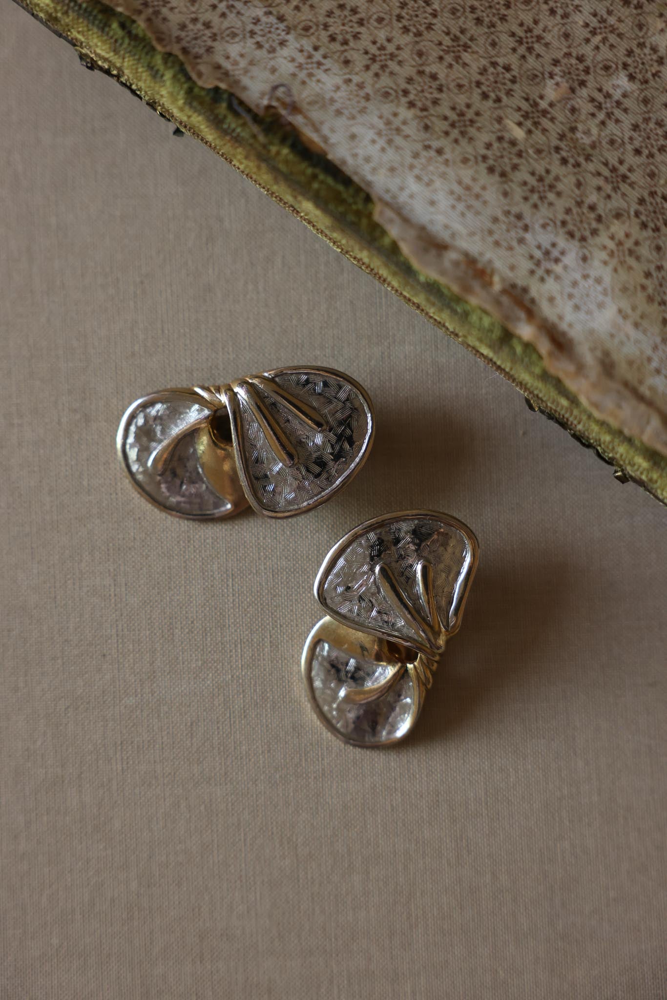 Two-Tone Sculptural Clip-On Earrings