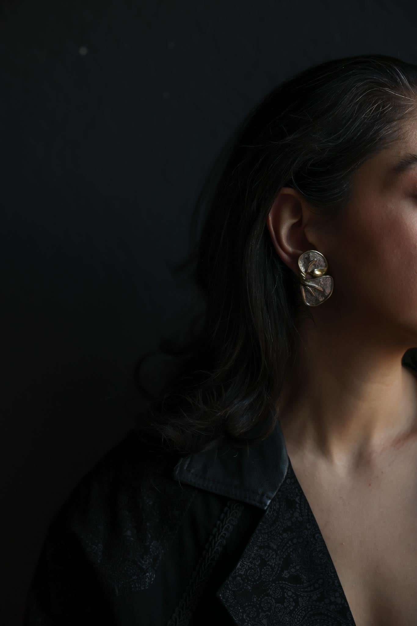 Two-Tone Sculptural Clip-On Earrings