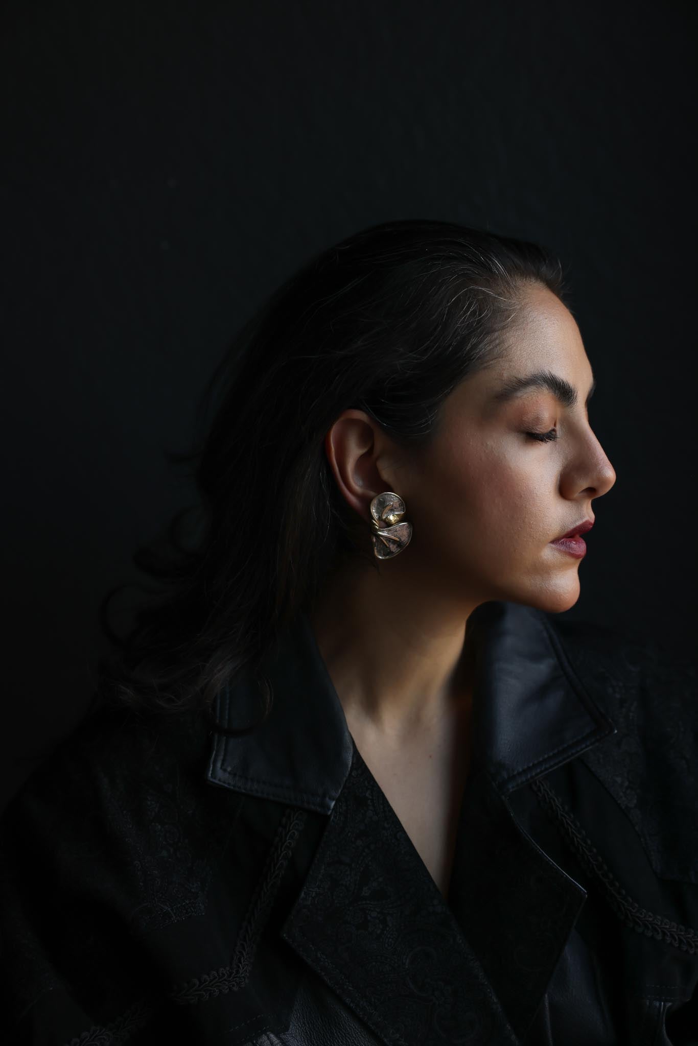 Two-Tone Sculptural Clip-On Earrings