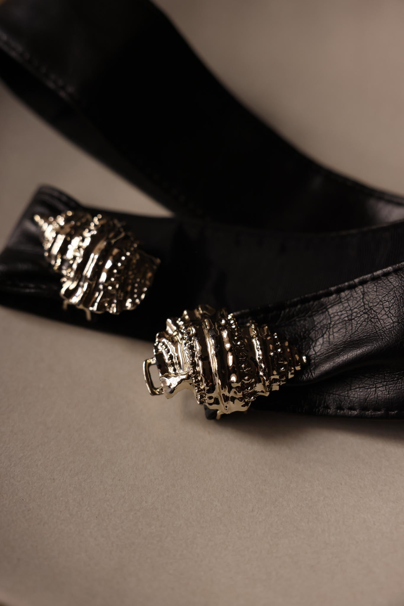 Black Leather Belt with Two Statement Buckles (Bundle)