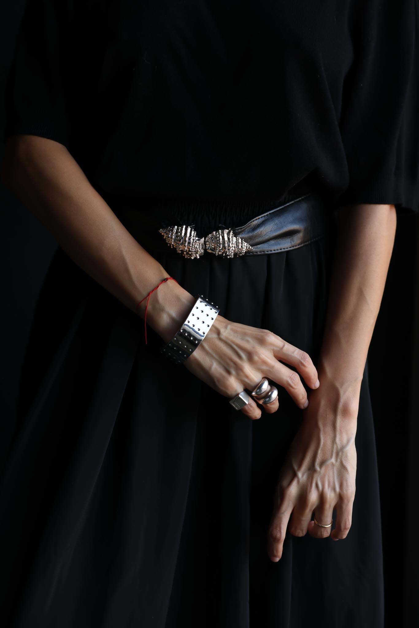 Black Leather Belt with Two Statement Buckles (Bundle)