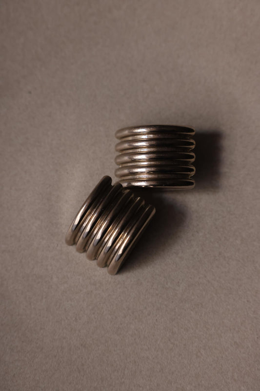 Chunky Silver-Tone Clip-On Earrings