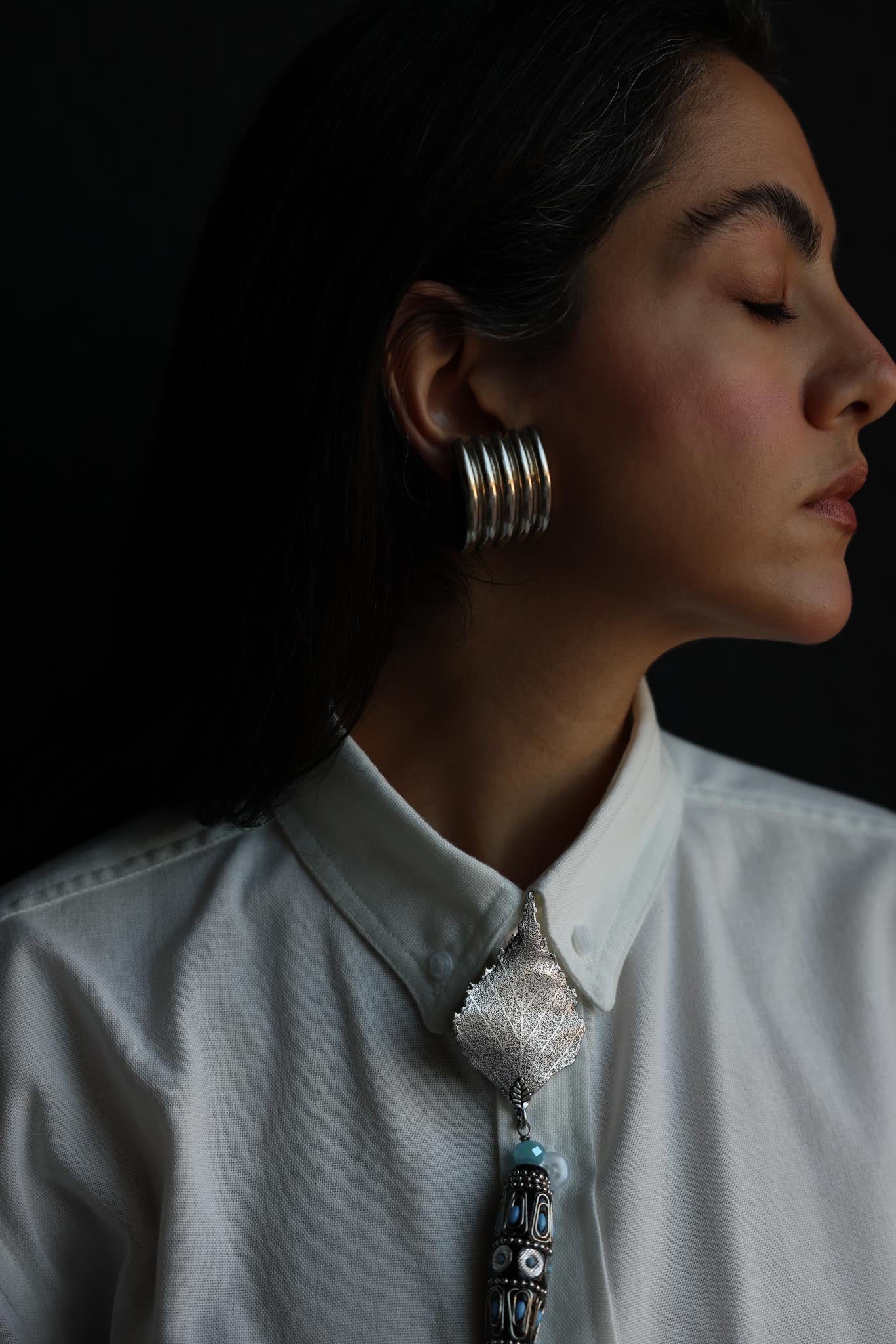 Chunky Silver-Tone Clip-On Earrings