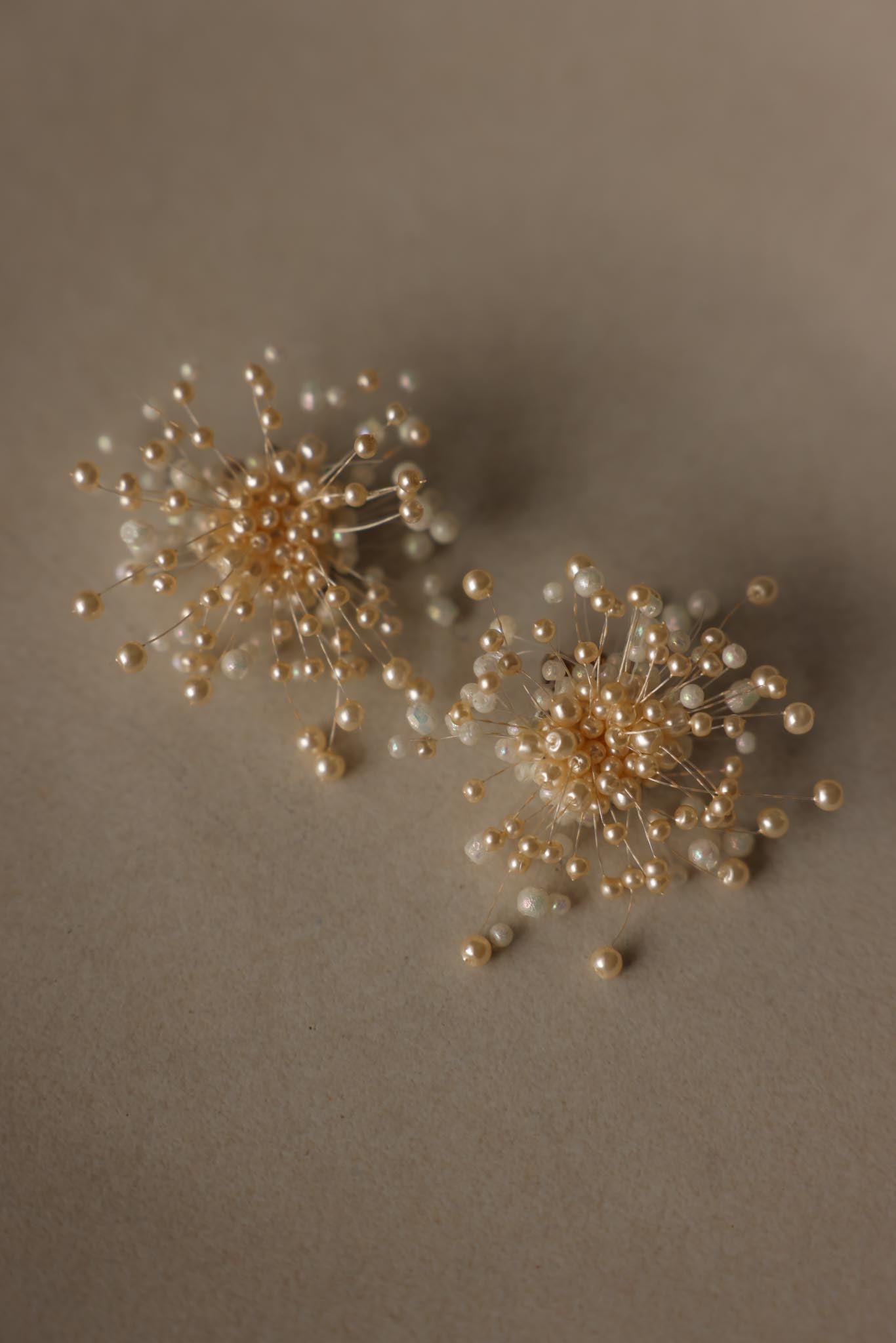 1950s Faux Pearl Starburst Clip-On Earrings