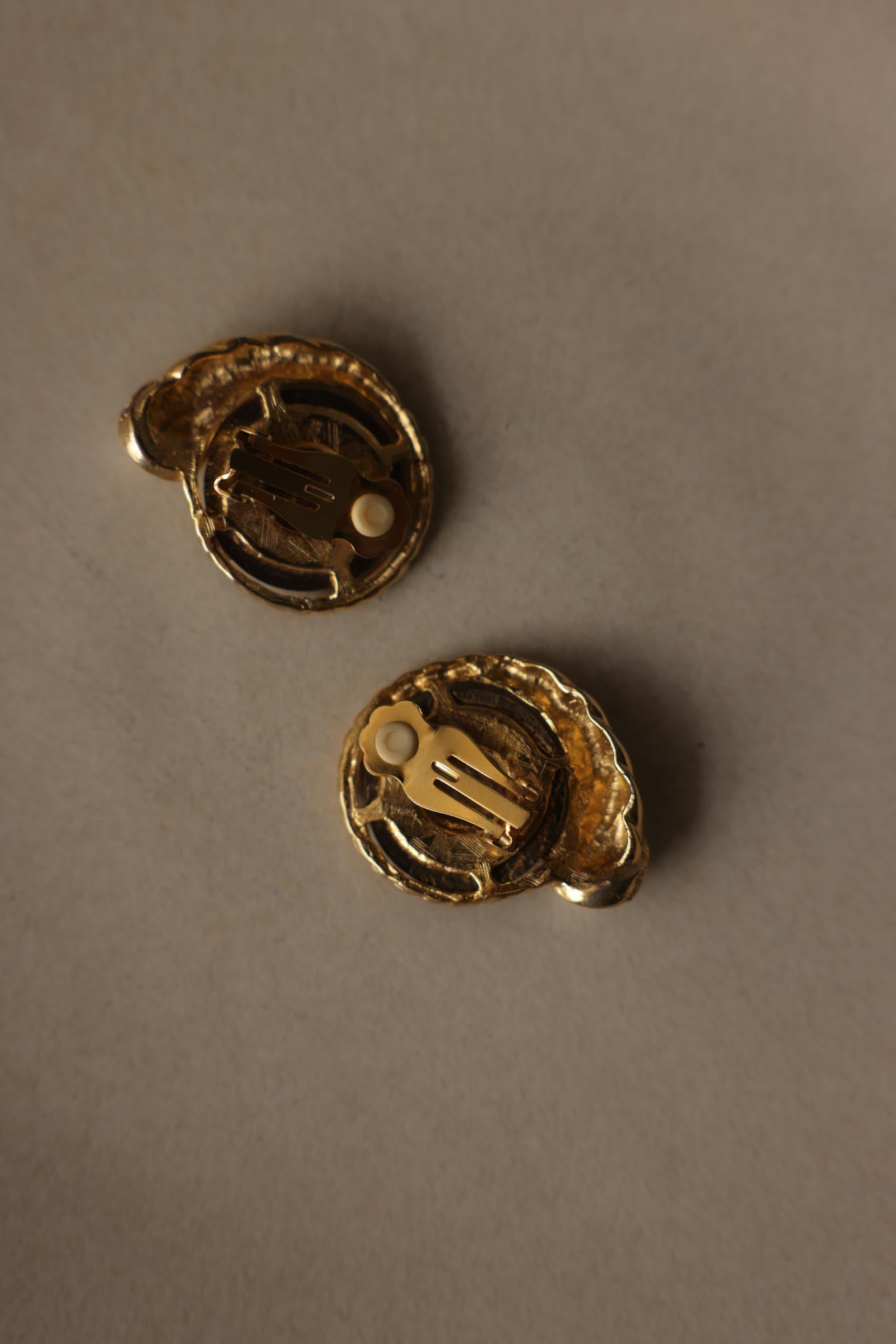 Gold Tone Coin Faux Pearl Clip-On Earrings