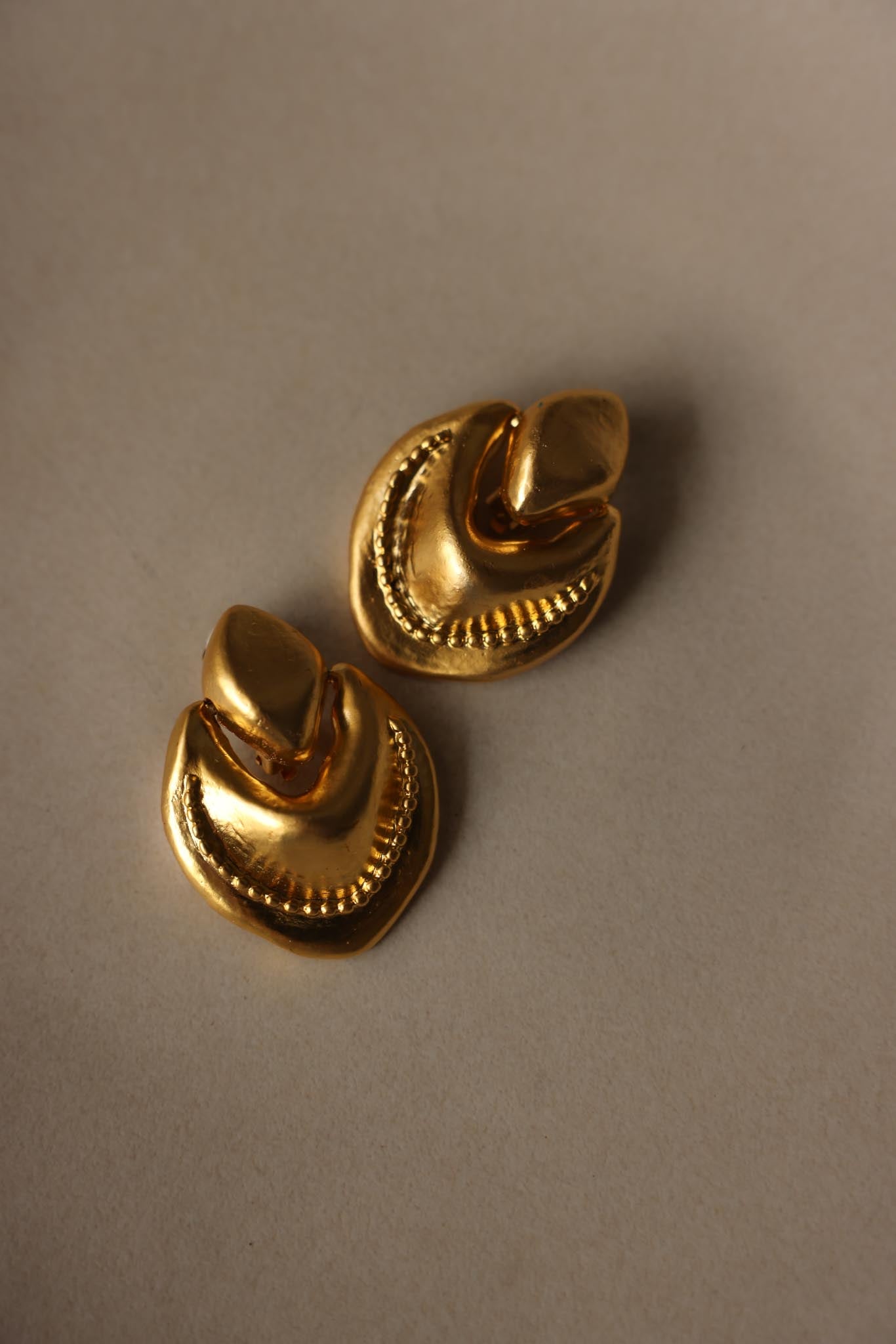 1980s Chunky Gold Plated Statement Clip-On Earrings