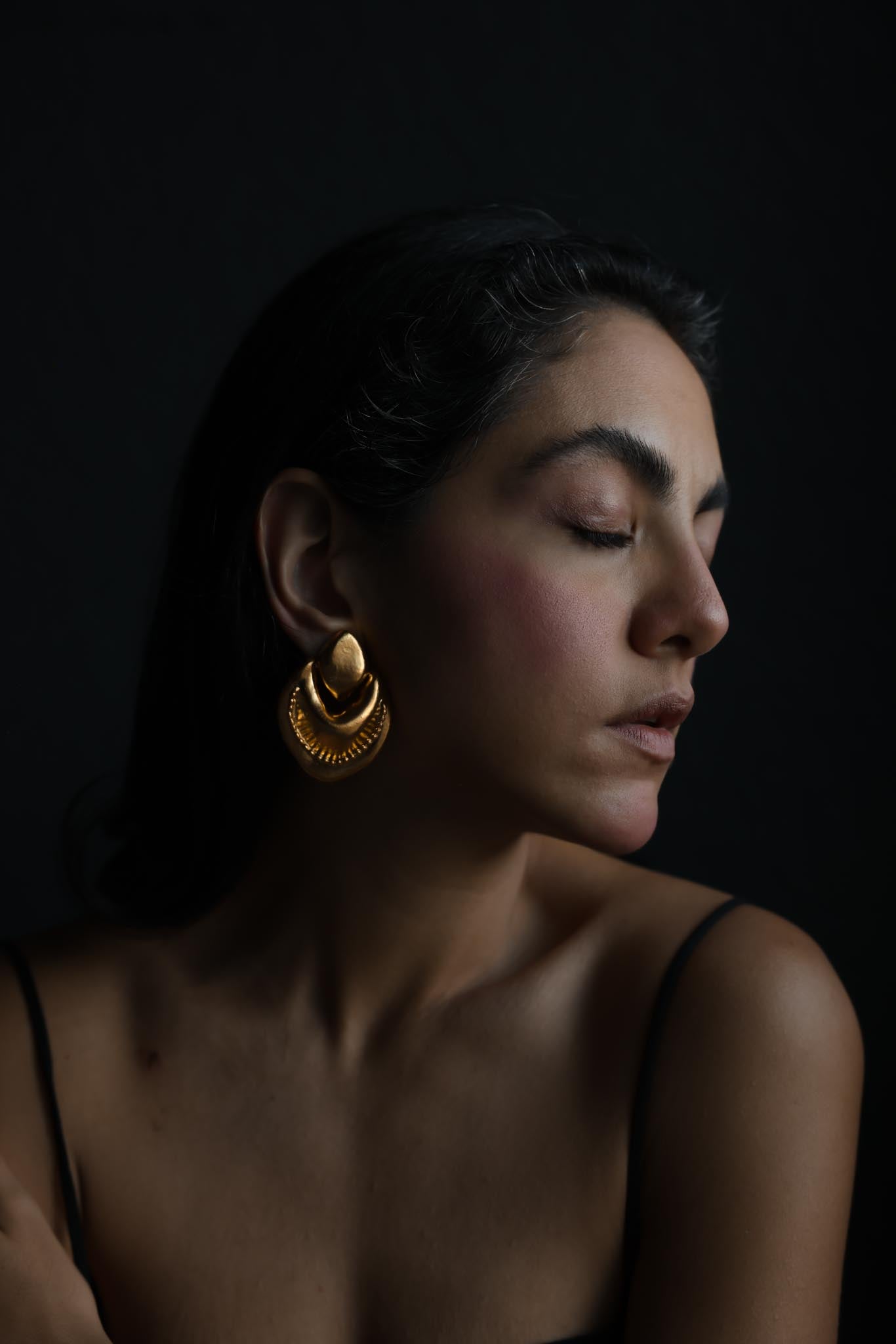 1980s Chunky Gold Plated Statement Clip-On Earrings