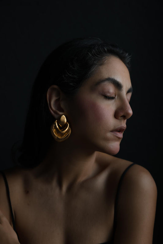 1980s Chunky Gold Plated Statement Clip-On Earrings