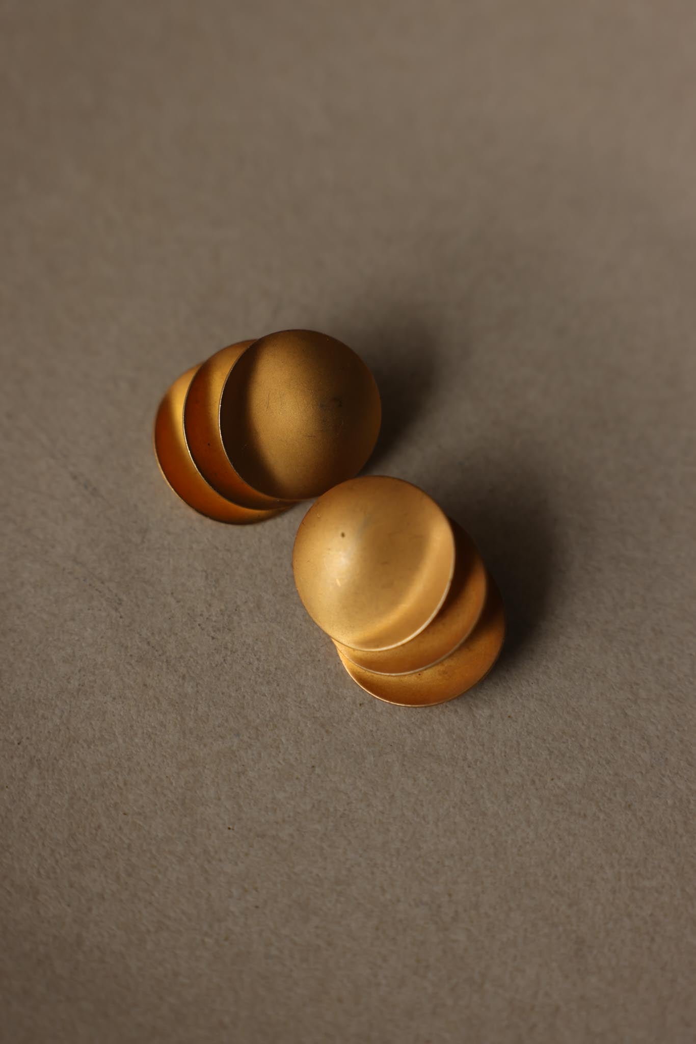 Matte Gold Layered Oval Clip-On Earrings