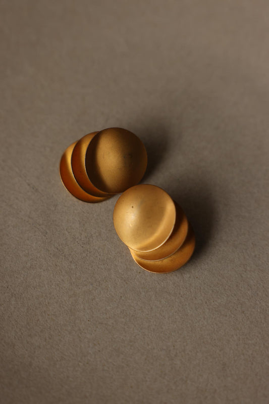 Matte Gold Layered Oval Clip-On Earrings
