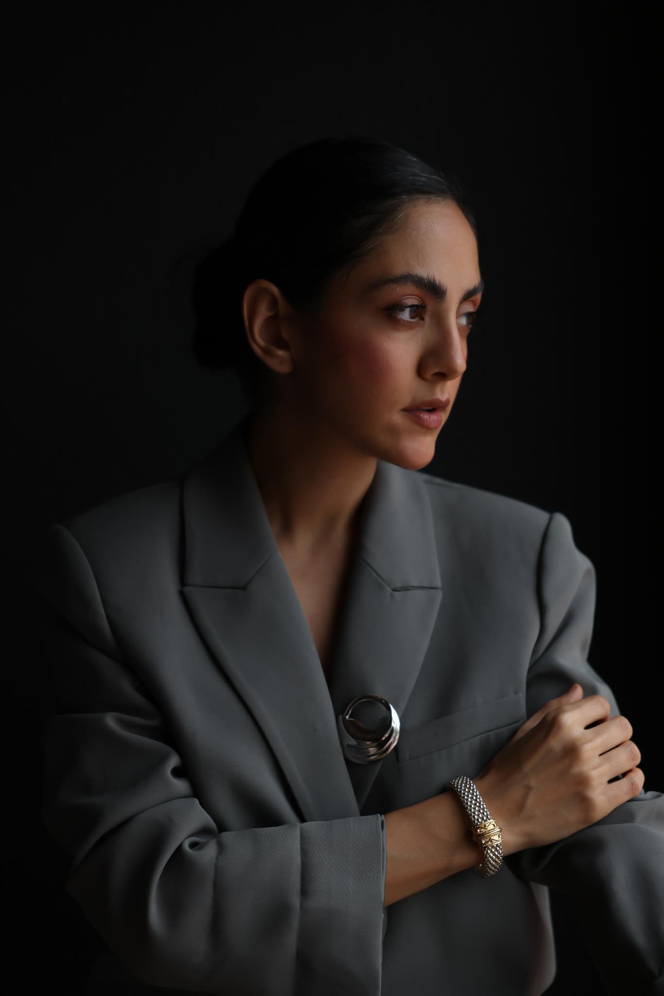 Two-Tone Mesh Bracelet with Gold Accents|Vintage Baazaar 