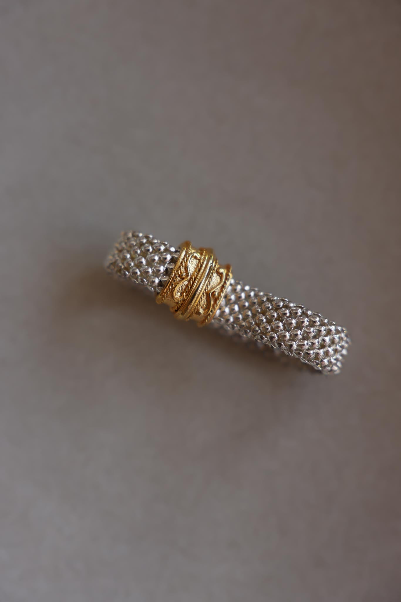 Two-Tone Mesh Bracelet with Gold Accents|Vintage Baazaar 