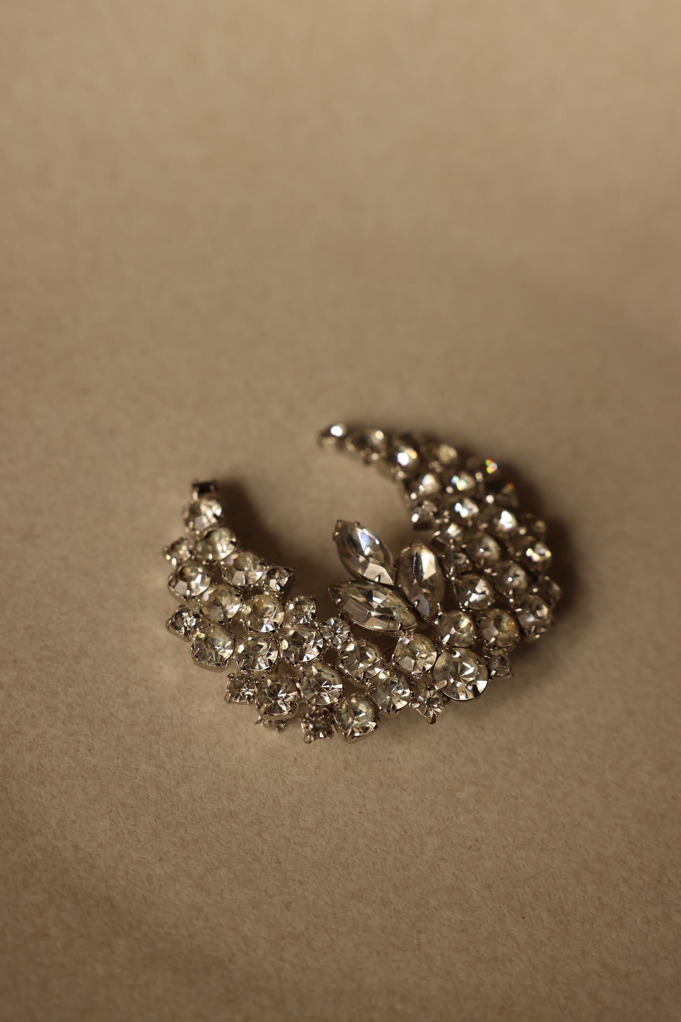 Crescent Sparkle Rhinestone Brooch|Vintage Baazaar 