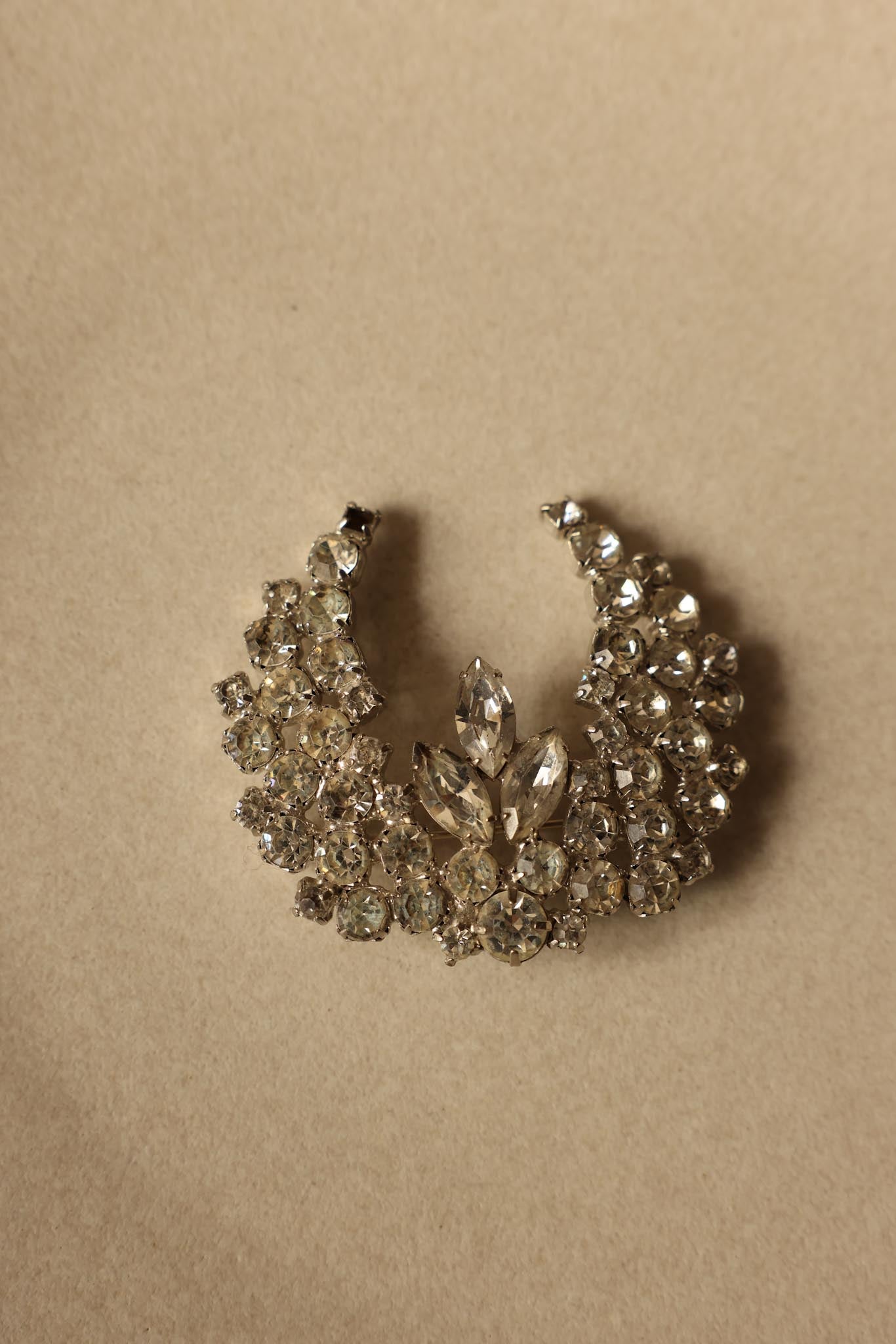 Crescent Sparkle Rhinestone Brooch|Vintage Baazaar 