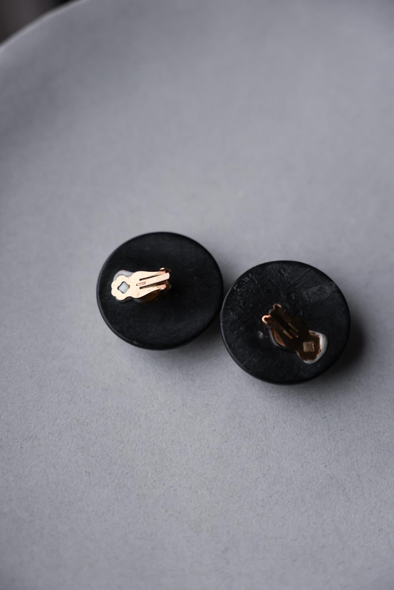 Zebra Round Clip-On Earrings in Gold Tone