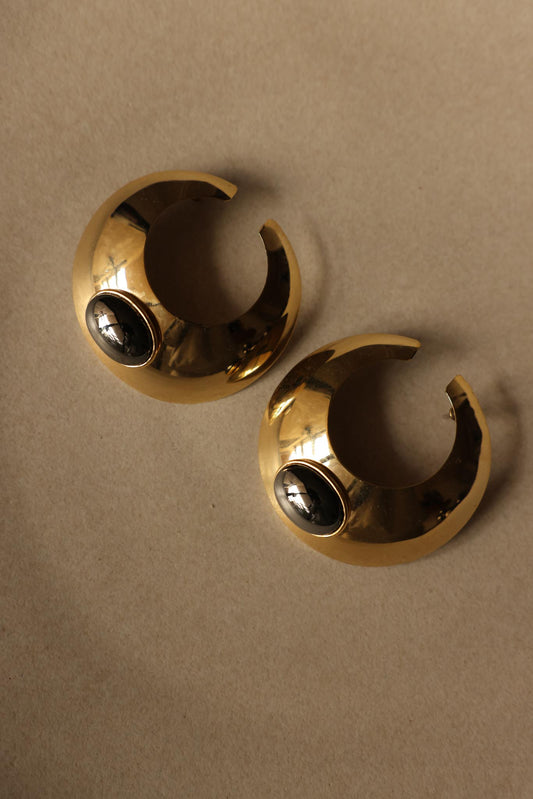 Crescent Noir Earrings|Vintage Baazaar 