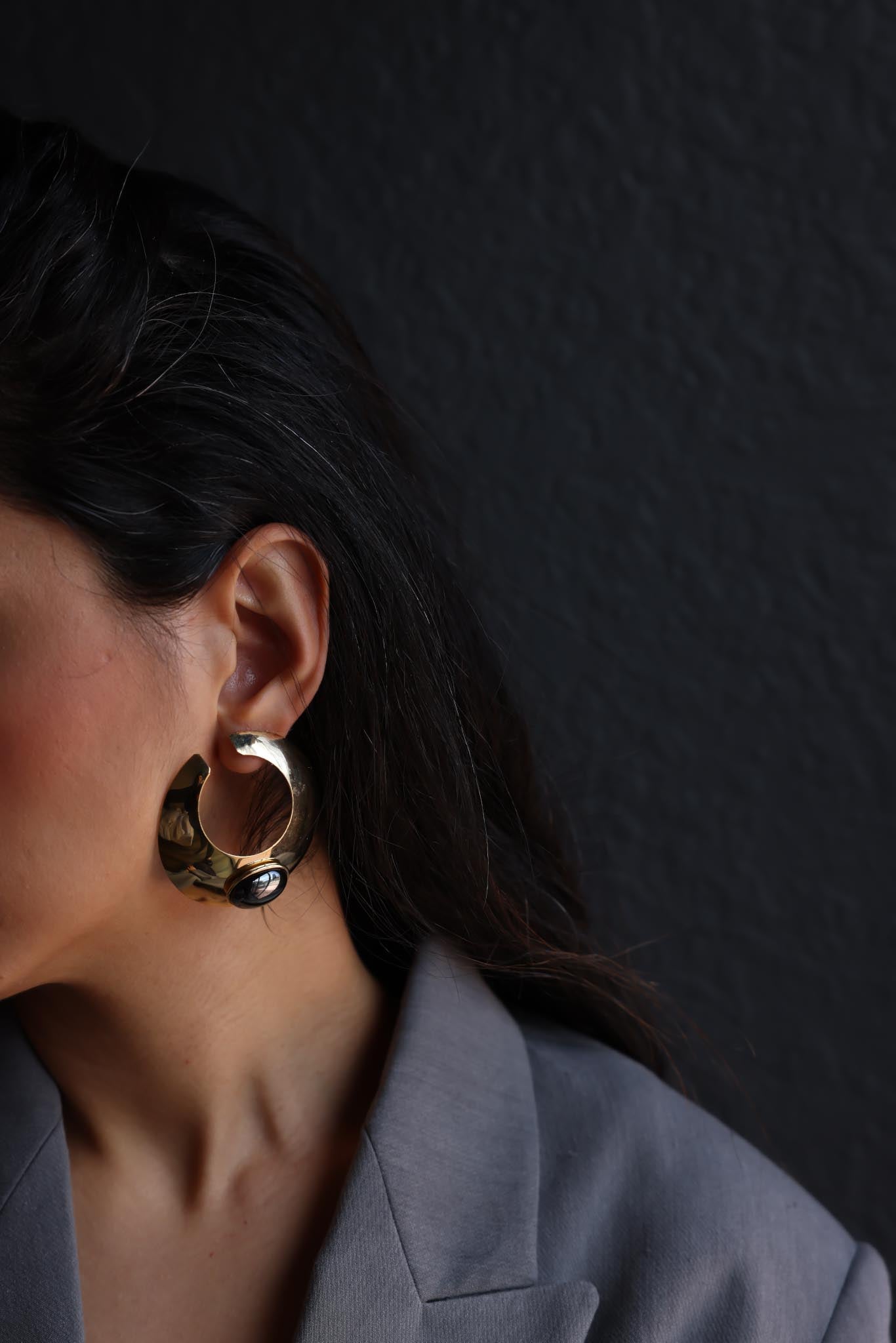 Crescent Noir Earrings|Vintage Baazaar 