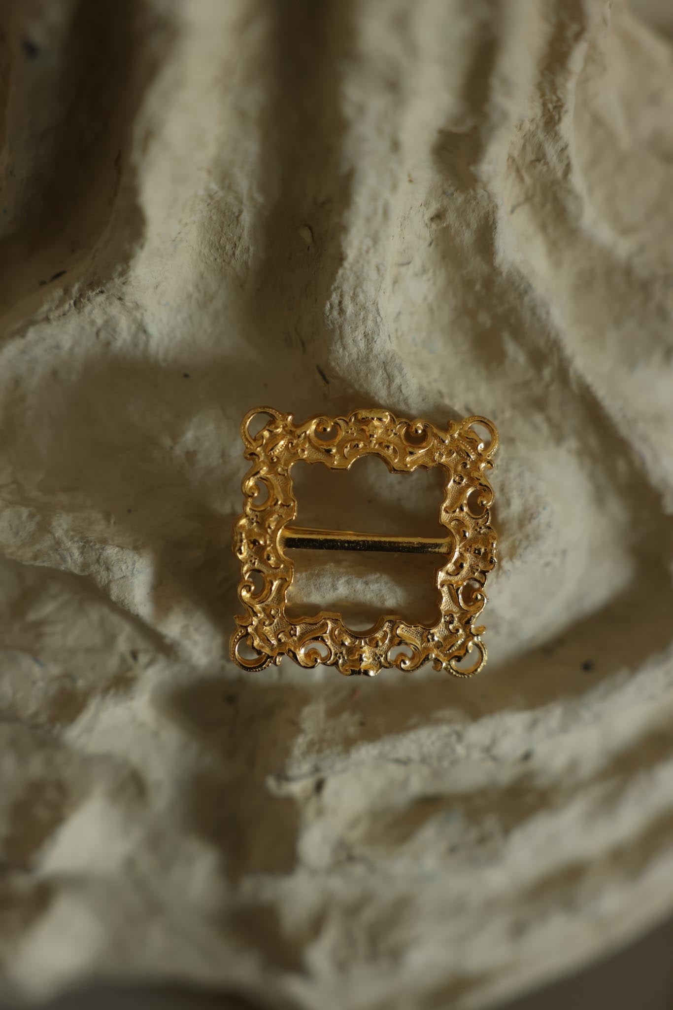 Baroque Frame Gold-Tone Brooch