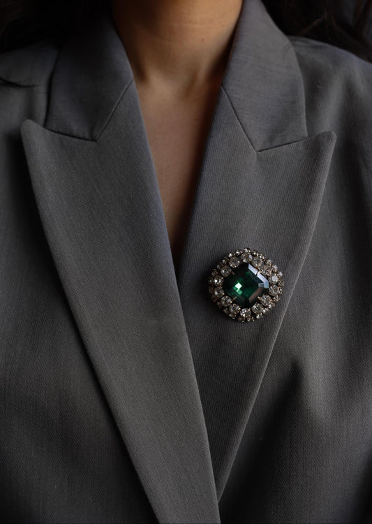 Emerald Radiance Brooch|Vintage Baazaar 