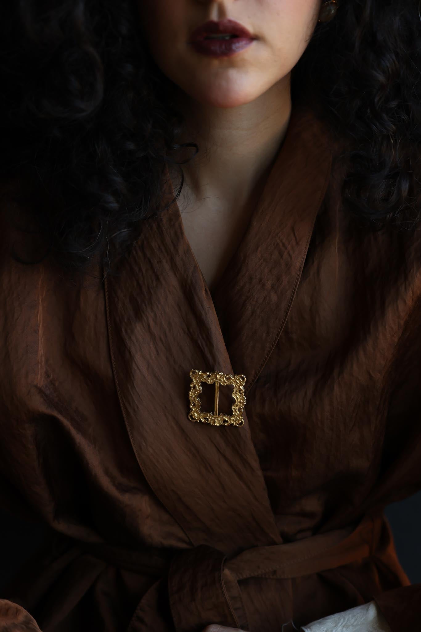 Baroque Frame Gold-Tone Brooch