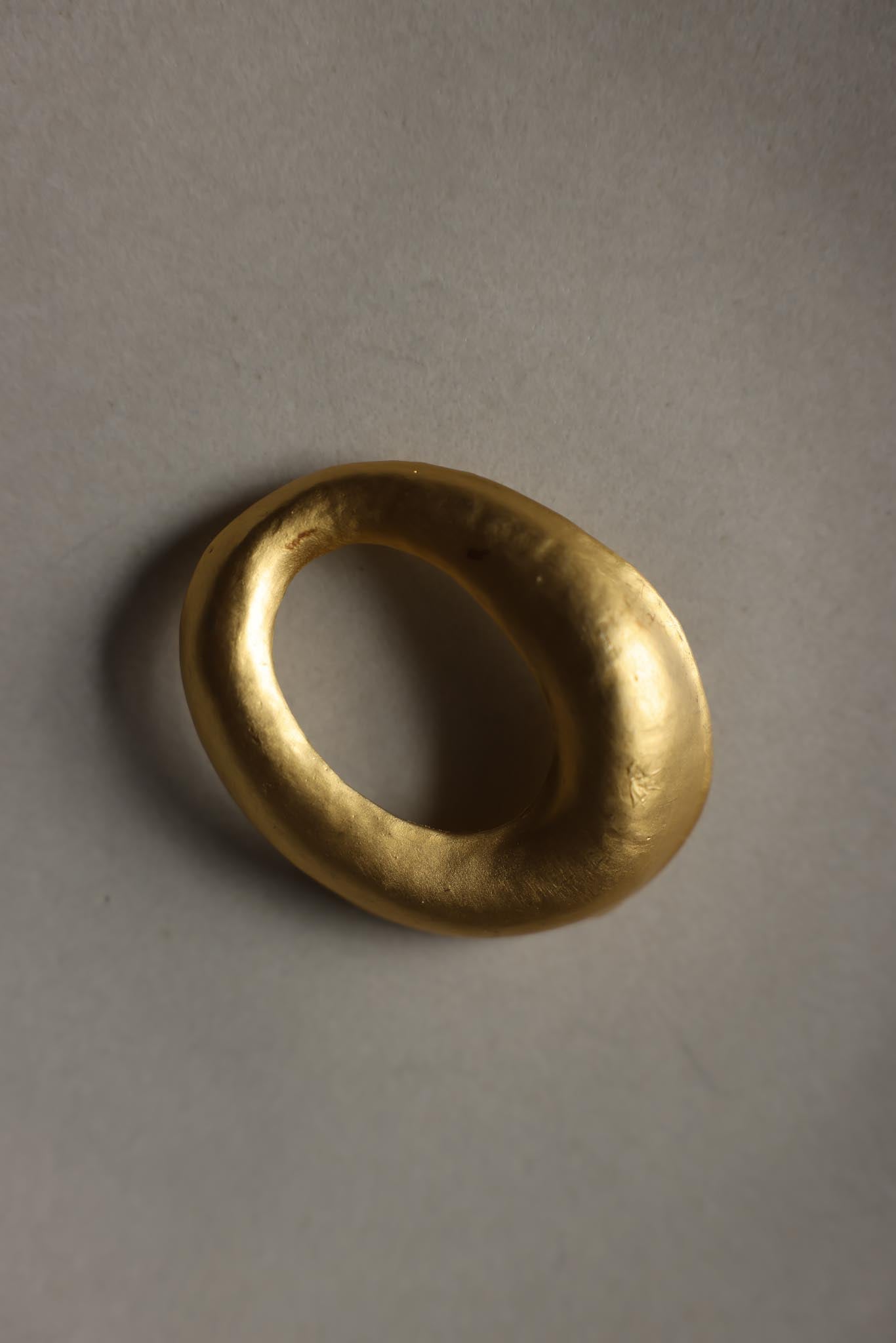 Chunky Matte Gold Oval Brooch