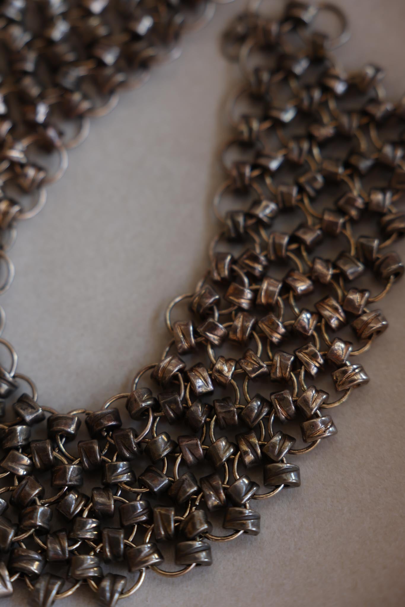 Chunky Gunmetal Chain-Link Collar Necklace|Vintage Baazaar 