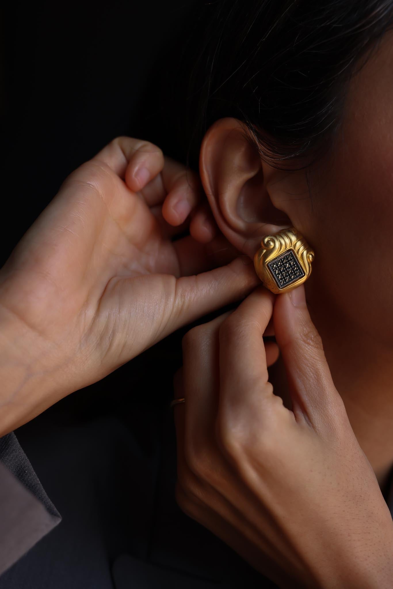 Judith Jack Art Deco Clip-On Earrings|Vintage Baazaar 