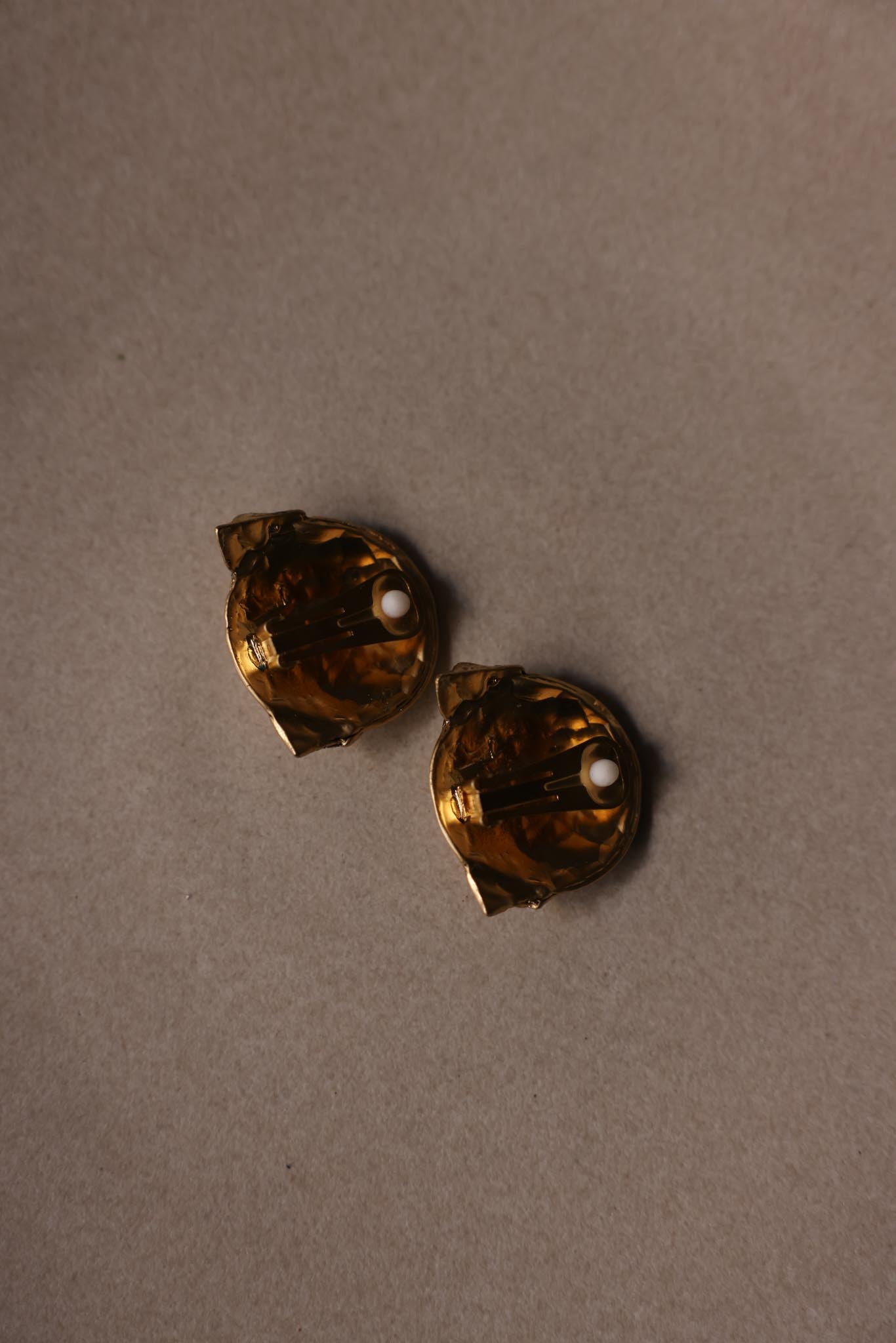 Matte Gold Wave Dome Clip-On Earrings