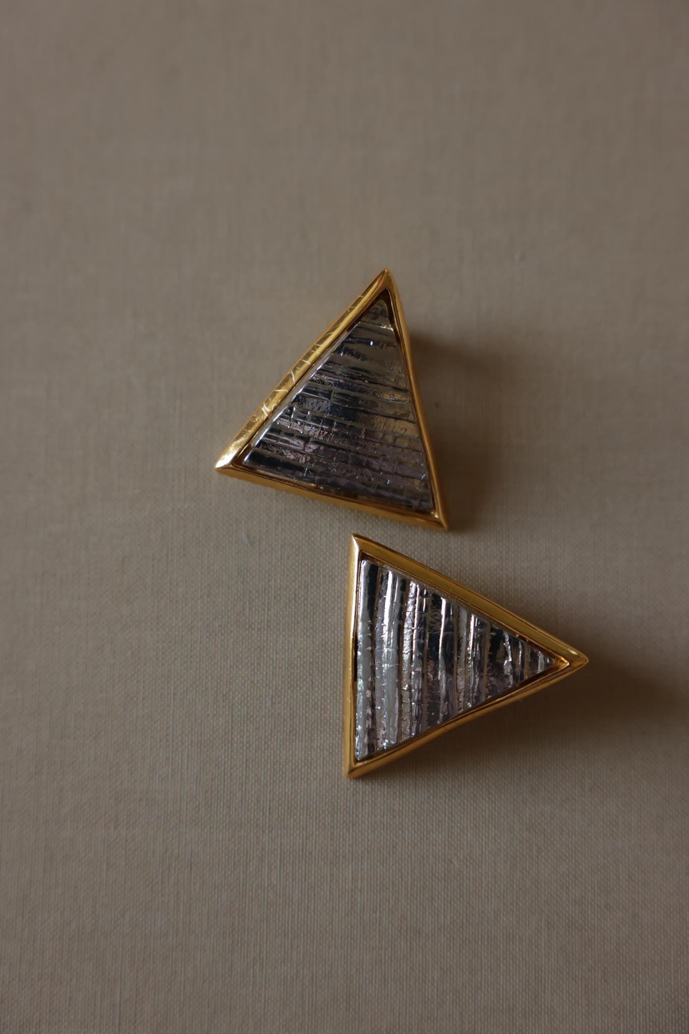 Two-Tone Triangle Clip-On Earrings