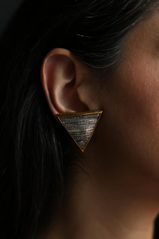 Two-Tone Triangle Clip-On Earrings