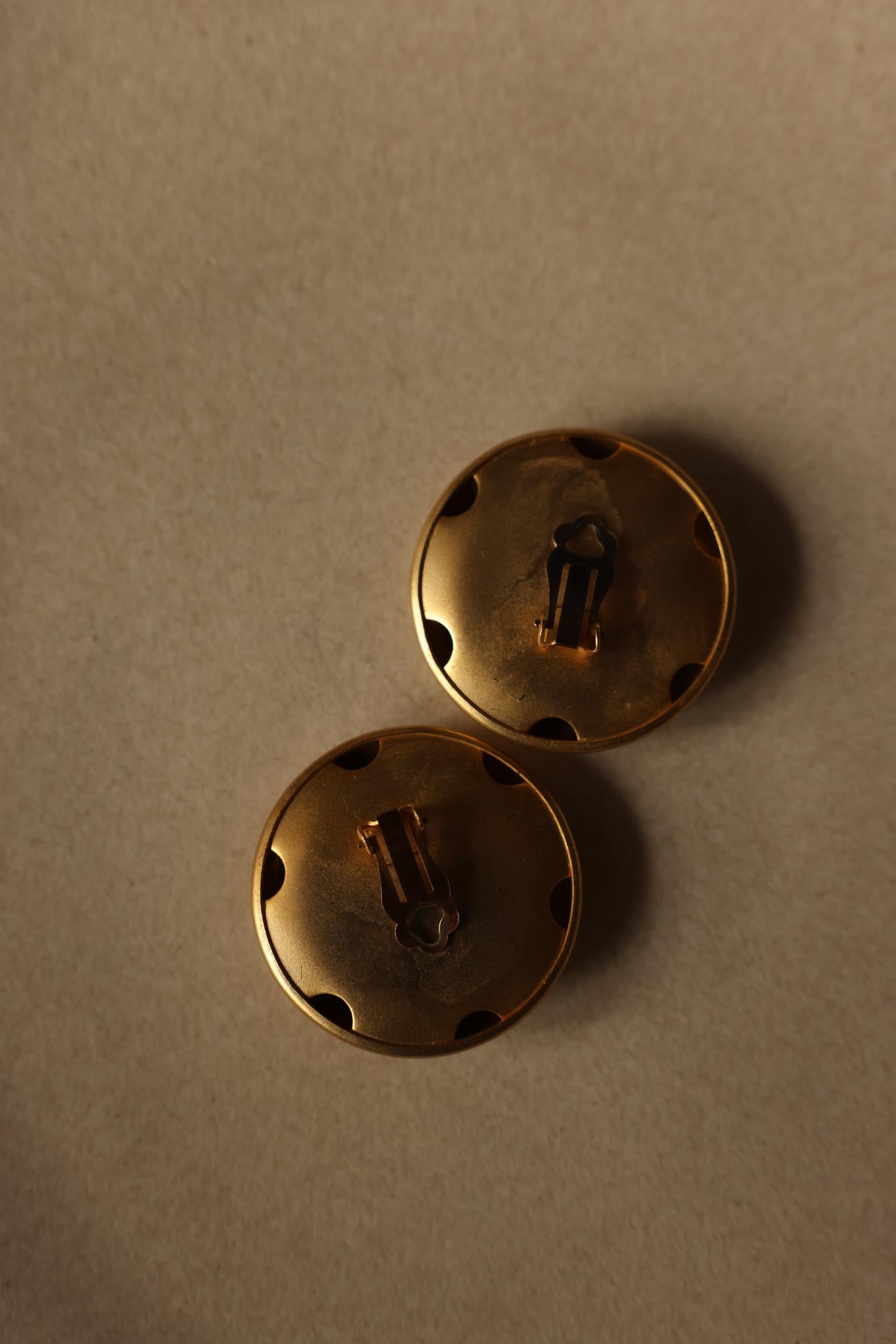 Brushed Gold Textured Clip-On Earrings|Vintage Baazaar 