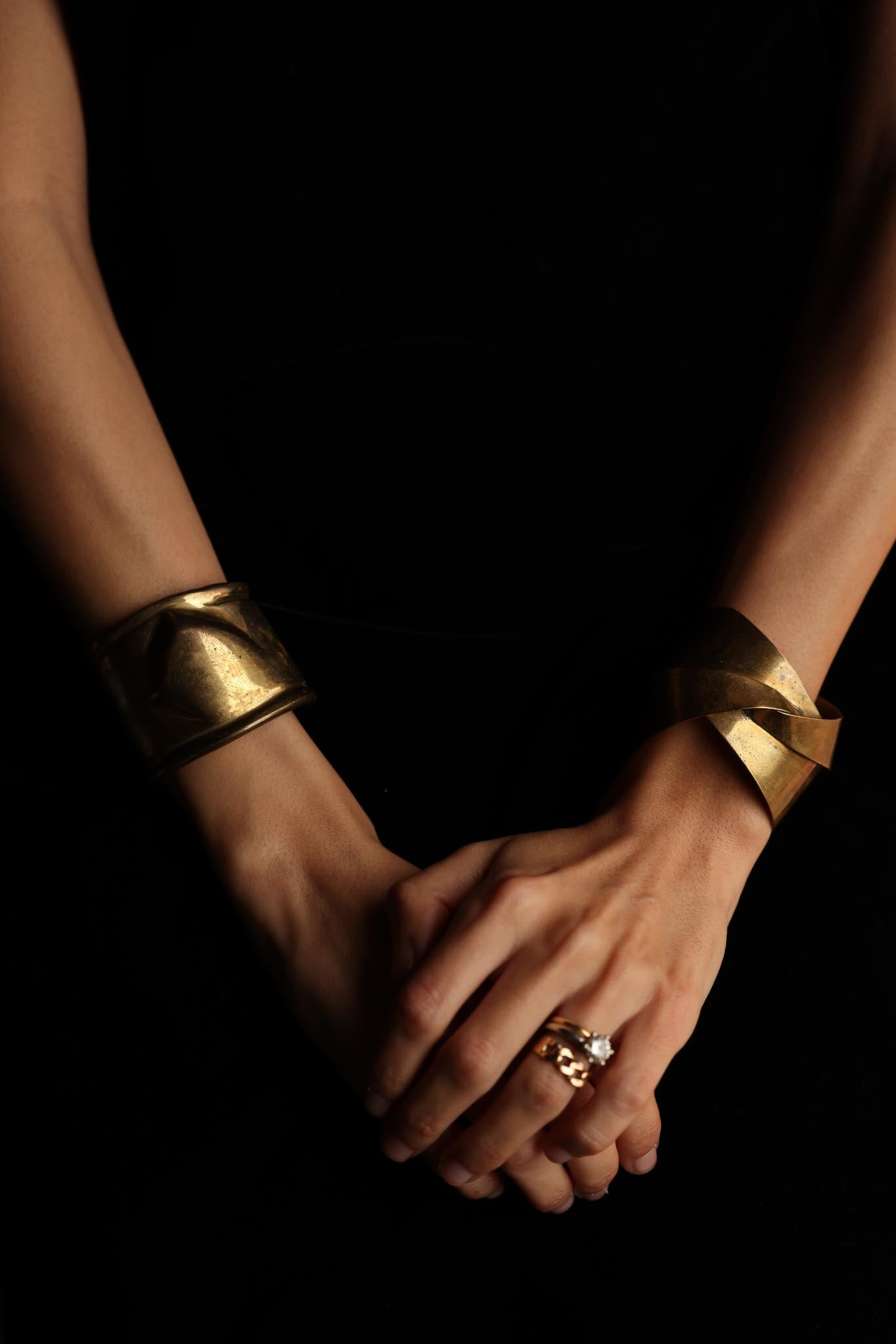 Sculptural Brass Cuff Bracelet|Vintage Baazaar 